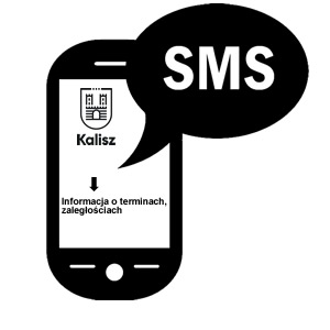 Grafika z odnośnikiem do wniosku lub zmiany wniosku o uruchomienie usługi świadczonej przez Urząd Miasta Kalisza w sprawie powiadamiania za pośrednictwem SMS o zbliżającym się terminie płatności i zaległościach w podatku od nieruchomości, rolnym, leśnym, od środków transportu i opłaty za gospodarowanie odpadami komunalnymi